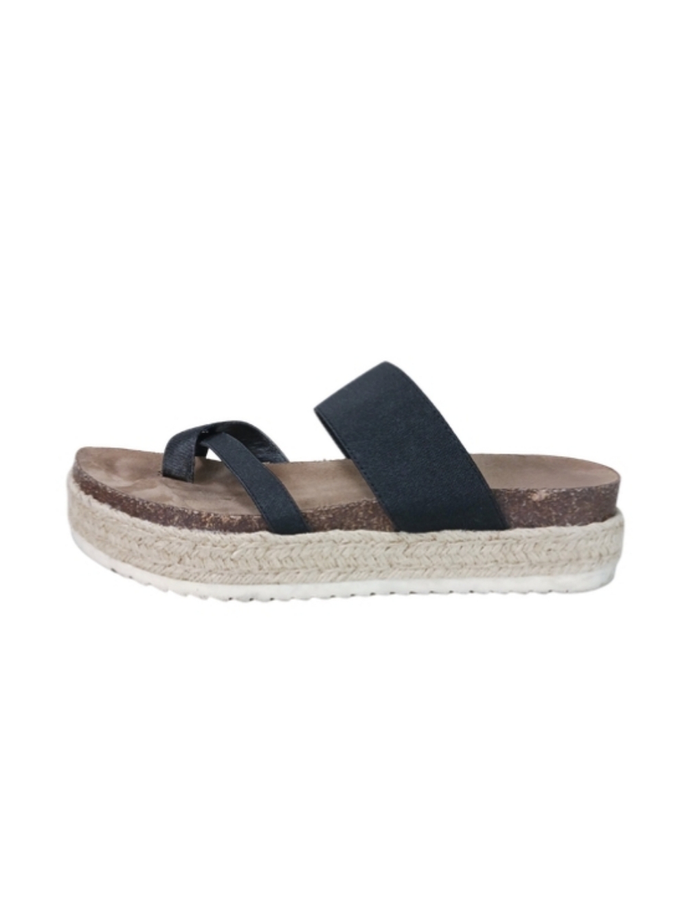 Madden Girl Platforms Women's 9 Black Tan Espradille Slide Casual Sandals
